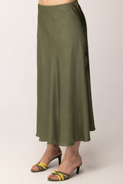 Khloe Femme Gonna Midi Satinata CBGO0454 VERDE MILITARE