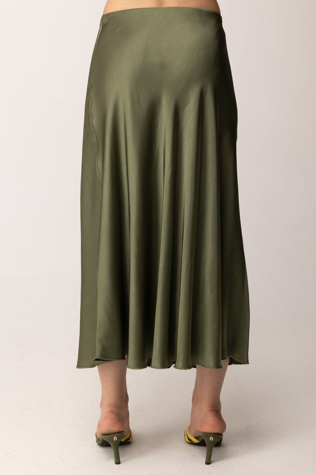 Khloe Femme Gonna Midi Satinata CBGO0454 VERDE MILITARE