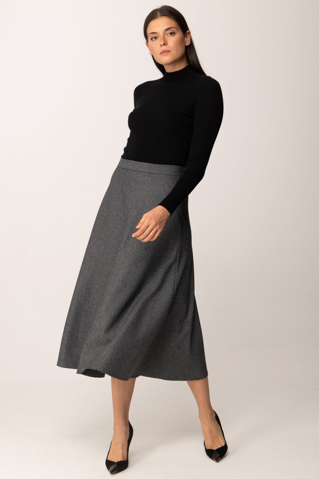 Khloe Femme Gonna Midi Svasata a Micro-motivo GRIGIO