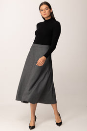 Khloe Femme Gonna Midi Svasata a Micro-motivo GRIGIO