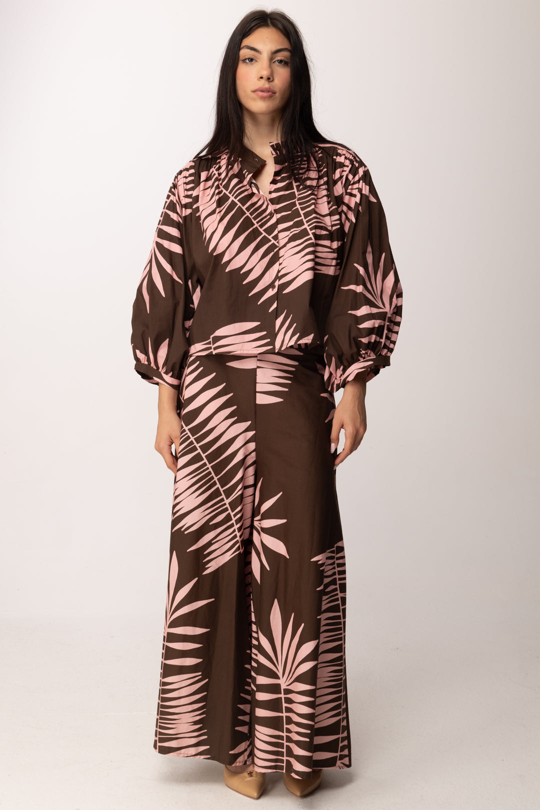 Khloe Femme Gonna Pantalone Tropicale a Ruota CBPA5860 CACAO