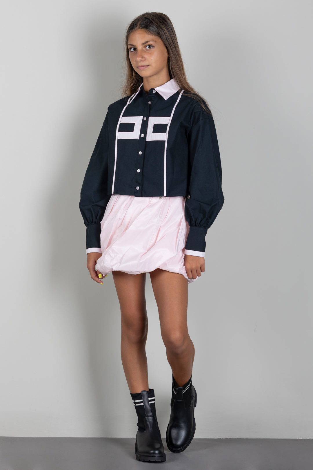 Elisabetta Franchi Bambina Gonna Plissettata con Fondo a Palloncino EFGO2390TF004.C070
