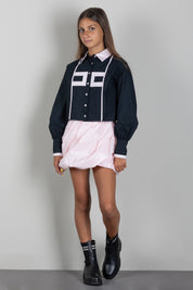 Elisabetta Franchi Bambina Gonna Plissettata con Fondo a Palloncino EFGO2390TF004.C070