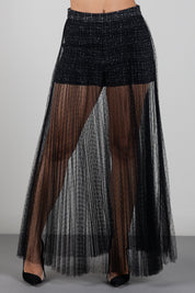 Twin-set Gonna Shorts con Sovrapposizione In Tulle Plumetis 262TP2082 BOUCLE' NERO/GIGLIO