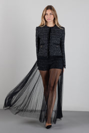 Twin-set Gonna Shorts con Sovrapposizione In Tulle Plumetis 262TP2082 BOUCLE' NERO/GIGLIO