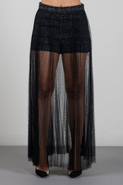 Twin-set Gonna Shorts con Sovrapposizione In Tulle Plumetis 262TP2082 BOUCLE' NERO/GIGLIO
