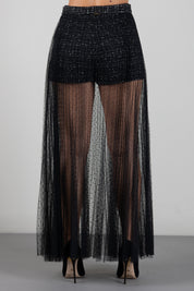 Twin-set Gonna Shorts con Sovrapposizione In Tulle Plumetis 262TP2082 BOUCLE' NERO/GIGLIO