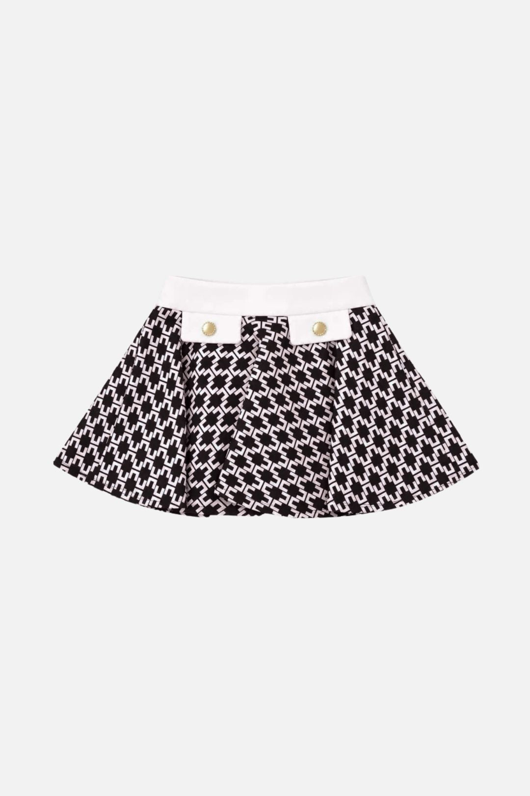 Elisabetta Franchi Bambina Gonna Svasata In Crêpe con Stampa Monogram EGGO0610GA039.D948