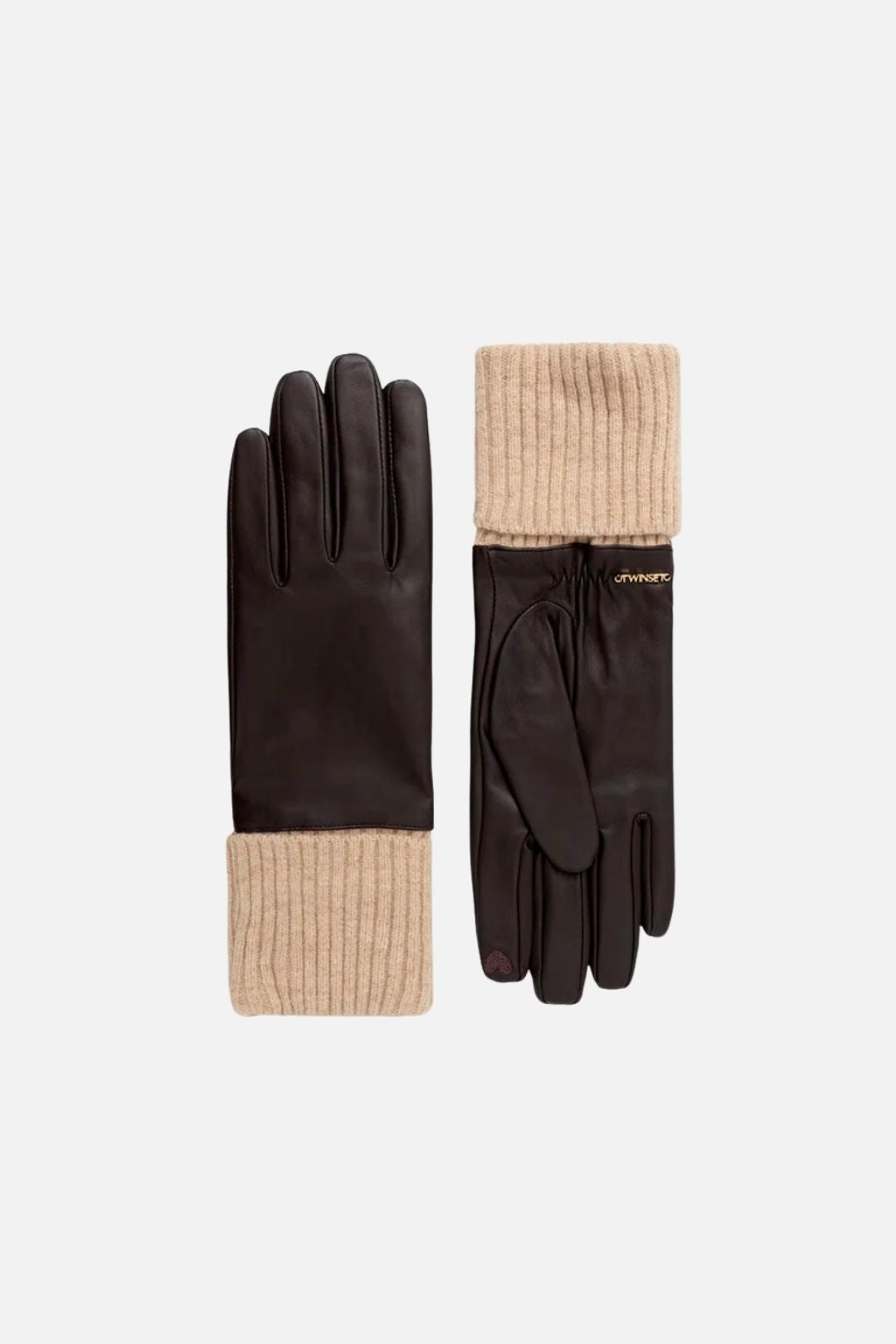 Twin-set Guanti In Pelle Bicolore 262TA4470 BIC.DARKNESS BROWN/C