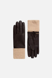 Twin-set Guanti In Pelle Bicolore 262TA4470 BIC.DARKNESS BROWN/C