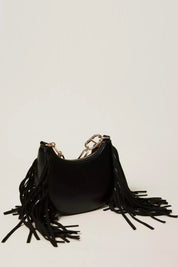 Twin-set Hobo Piccola con Frange e Manico Catena 252TB7123 NERO