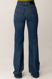 Elisabetta Franchi Jeans a Palazzo con Bottoni PJ02D56E2 BLUE DENIM