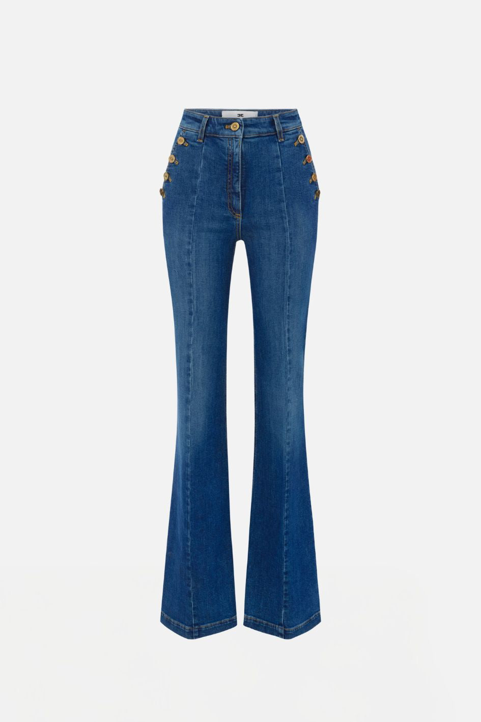Elisabetta Franchi Jeans a Palazzo con Bottoniera PJ12D66E2 BLUE VINTAGE