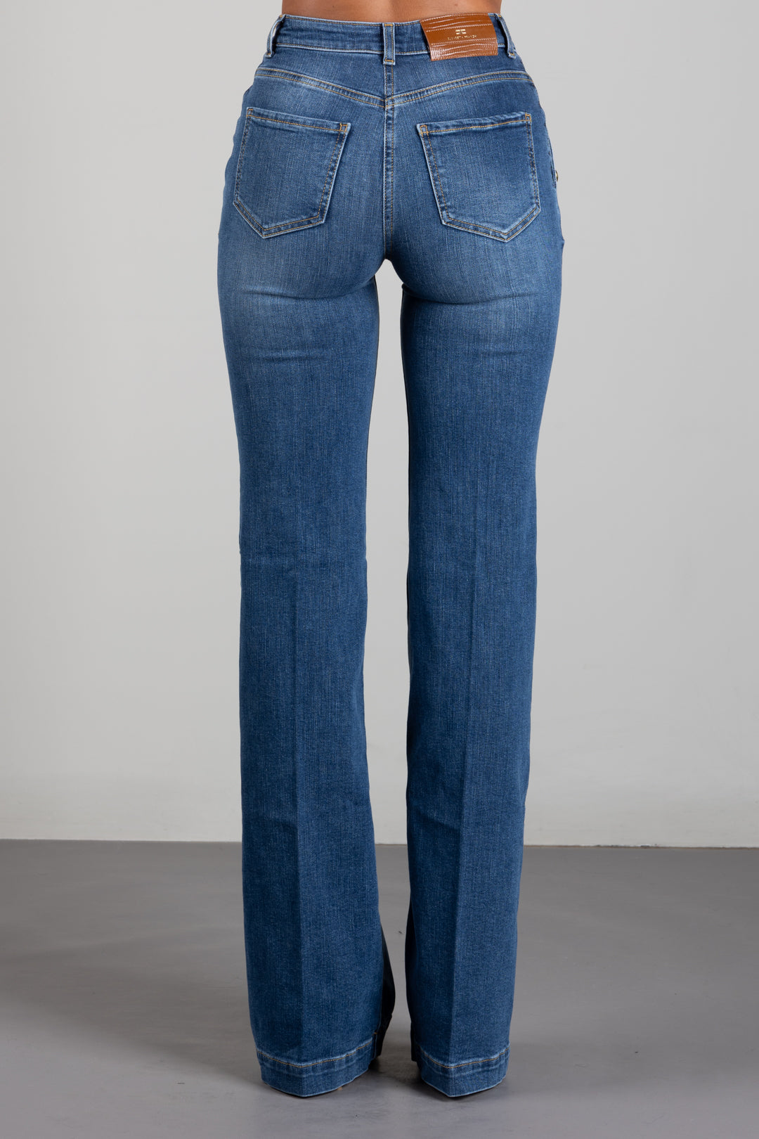 Elisabetta Franchi Jeans a Palazzo con Bottoniera PJ12D66E2 BLUE VINTAGE