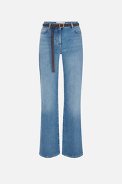 Elisabetta Franchi Jeans a Palazzo con Cintura PJ20N66E2 BLUE VINTAGE