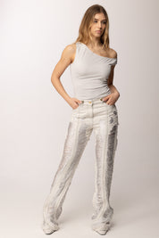 Elisabetta Franchi Jeans a Palazzo con Frange PJ33N62E2 SHINY TRILOBATO