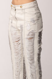 Elisabetta Franchi Jeans a Palazzo con Frange PJ33N62E2 SHINY TRILOBATO