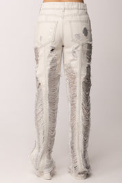 Elisabetta Franchi Jeans a Palazzo con Frange PJ33N62E2 SHINY TRILOBATO