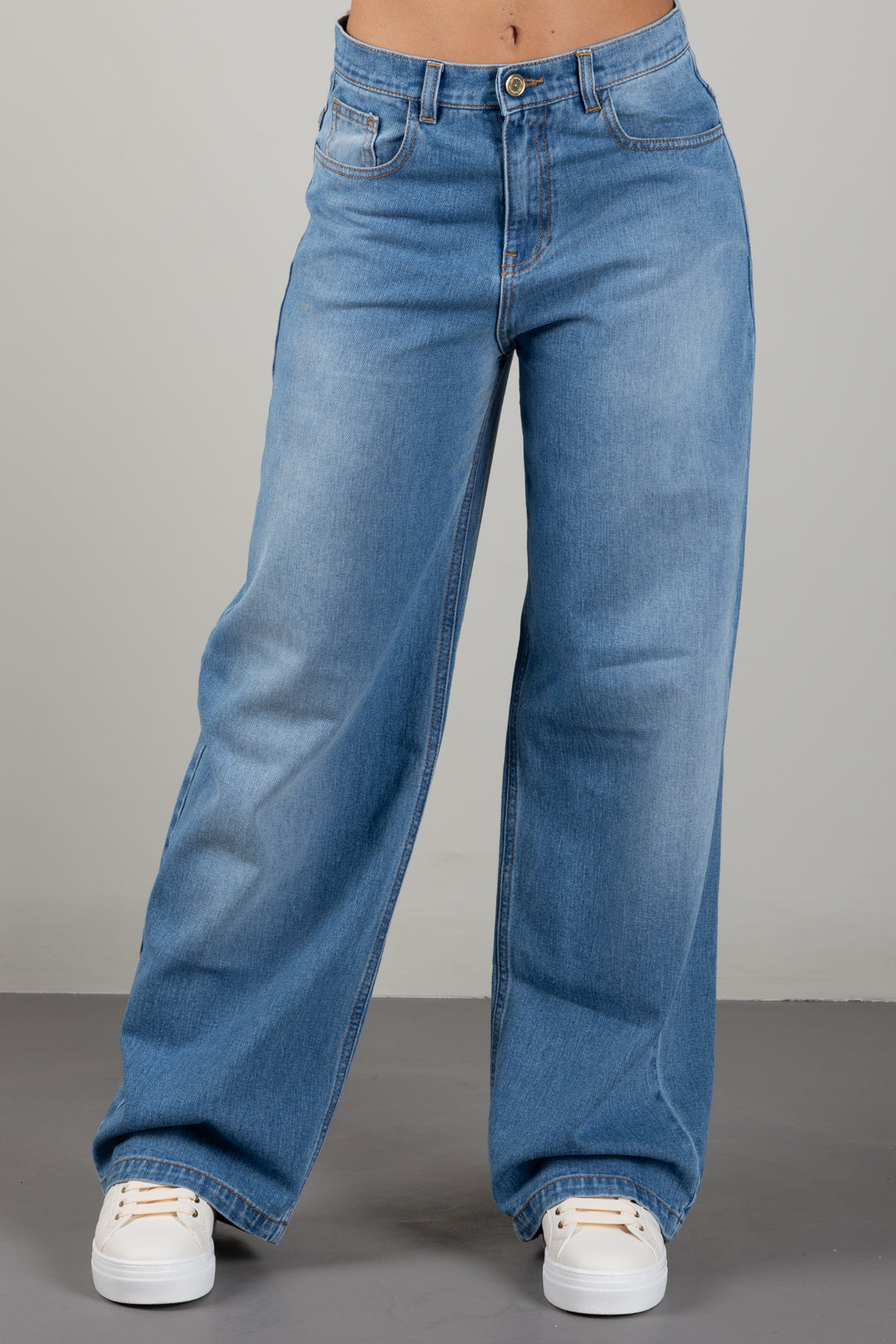 Elisabetta Franchi Bambina Jeans a Palazzo In Denim con Logo EFPA324CDF011.4450