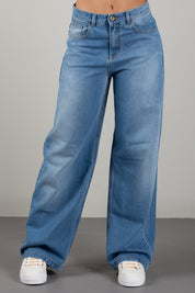 Elisabetta Franchi Bambina Jeans a Palazzo In Denim con Logo EFPA324CDF011.4450