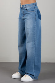 Elisabetta Franchi Bambina Jeans a Palazzo In Denim con Logo EFPA324CDF011.4450