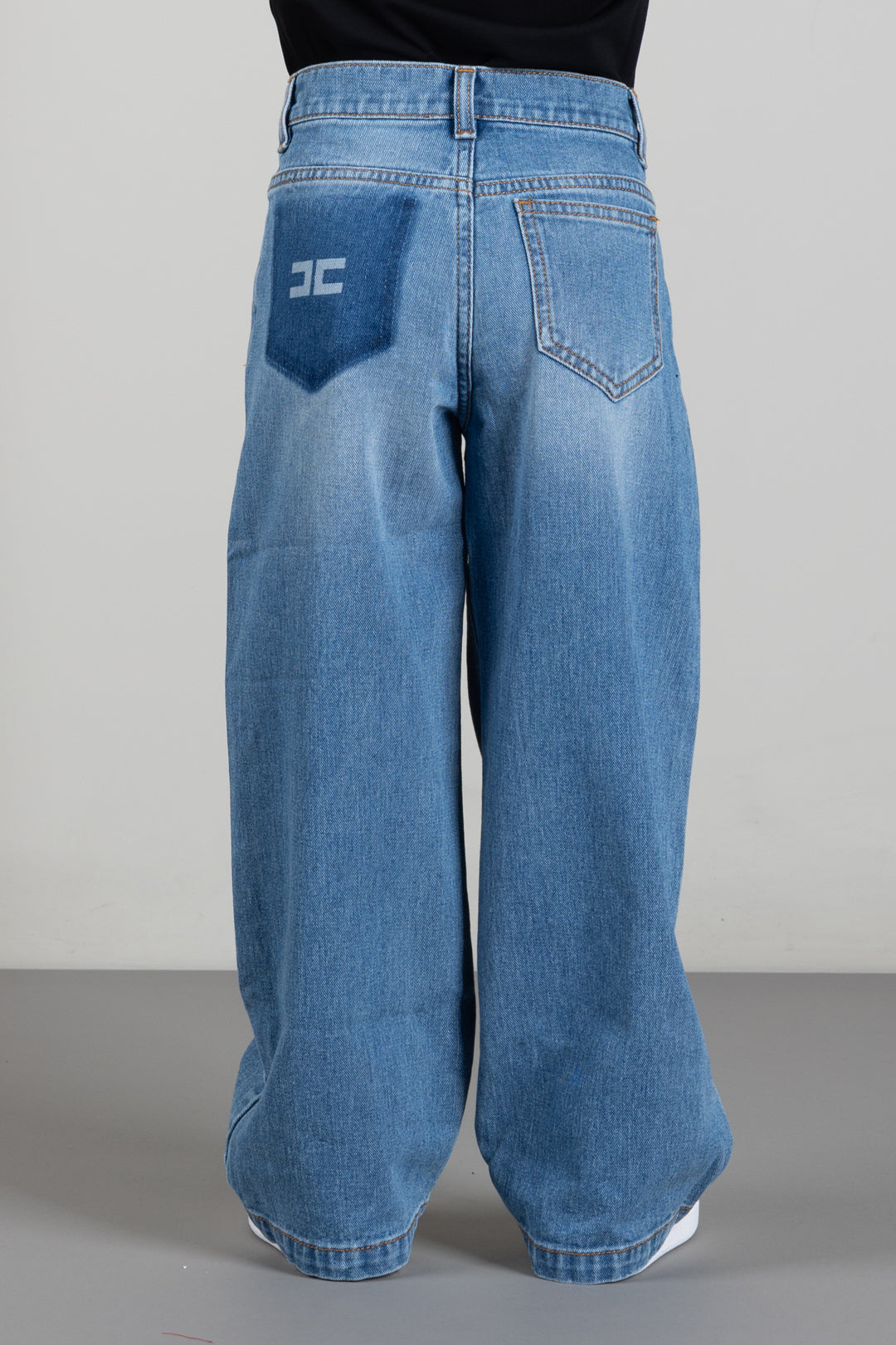 Elisabetta Franchi Bambina Jeans a Palazzo In Denim con Logo EFPA324CDF011.4450