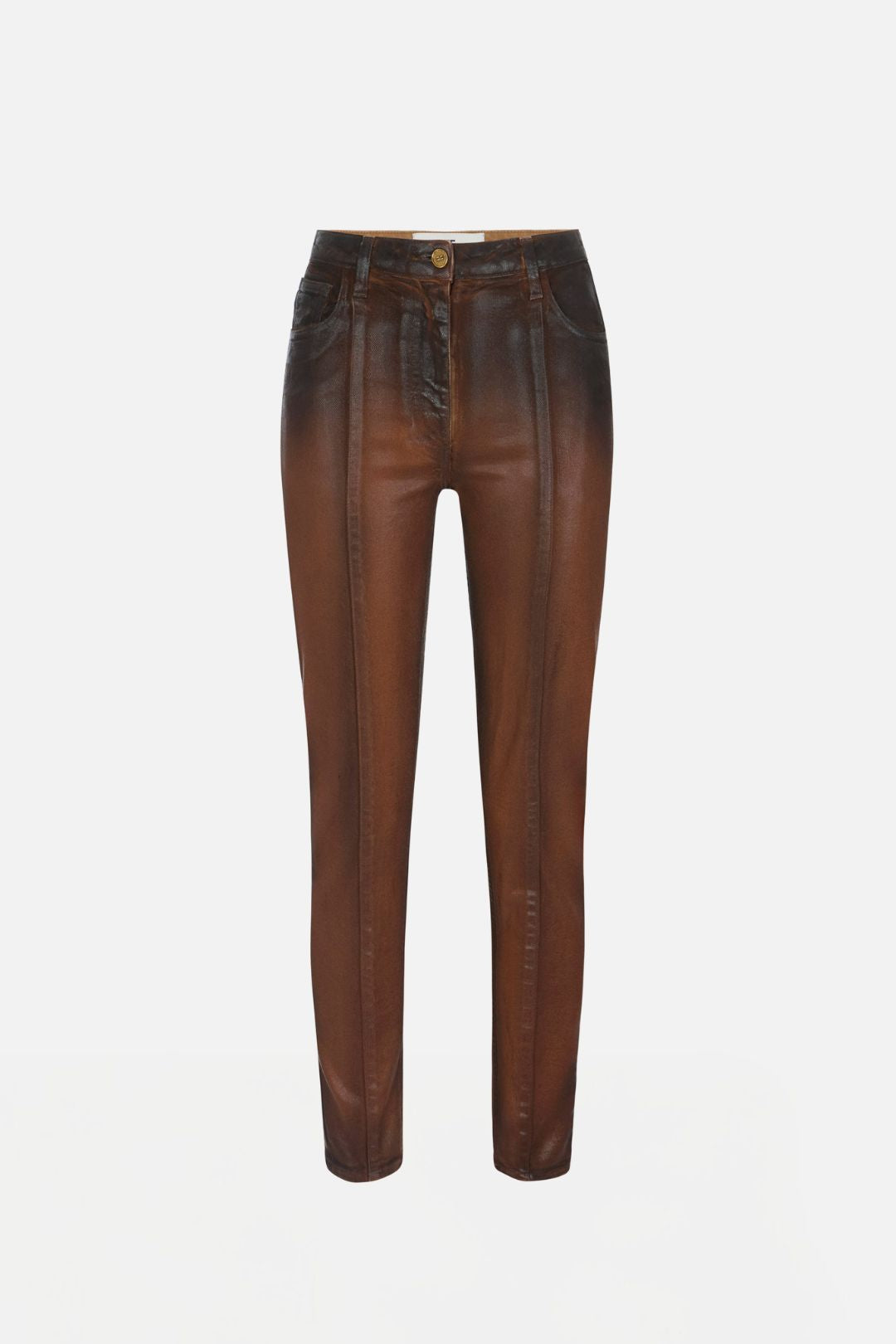 Elisabetta Franchi Jeans a Sigaretta Laminati Color Sigaro PJ21I66E2 SIGARO
