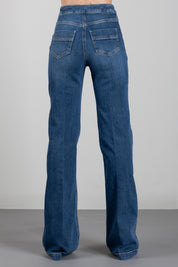 Elisabetta Franchi Jeans a Vita Alta con Bottoni Gioiello PJ44D60E2 BLUE VINTAGE
