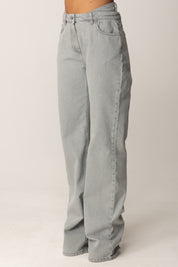 Elisabetta Franchi Jeans a Vita Doppia con Logo Ricamato PJ11D56E2 LIGHT GREY