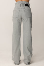 Elisabetta Franchi Jeans a Vita Doppia con Logo Ricamato PJ11D56E2 LIGHT GREY