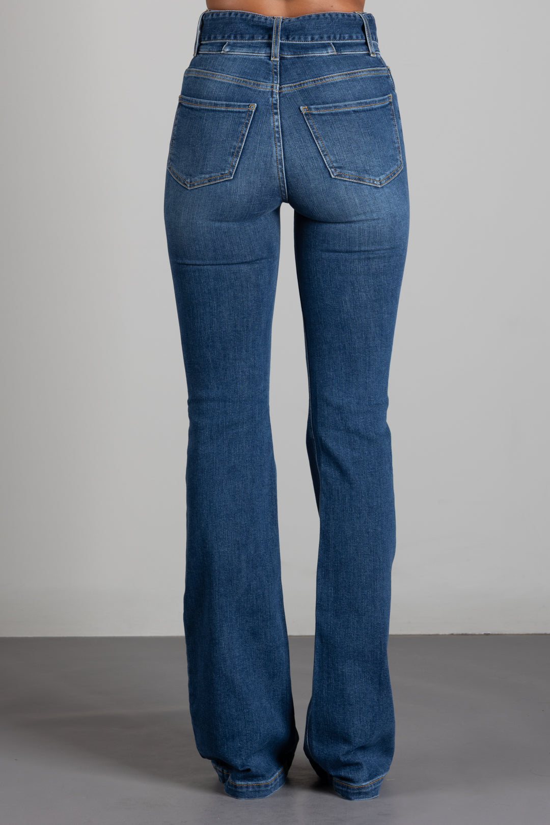 Elisabetta Franchi Jeans a Zampa con Cintura Denim PJ13D66E2 BLUE DENIM