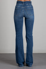 Elisabetta Franchi Jeans a Zampa con Cintura Denim PJ13D66E2 BLUE DENIM