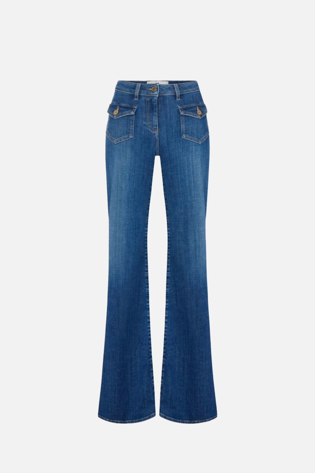 Elisabetta Franchi Jeans a Zampa con Taschini PJ18N66E2 BLUE VINTAGE