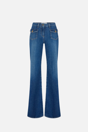 Elisabetta Franchi Jeans a Zampa con Taschini PJ18N66E2 BLUE VINTAGE
