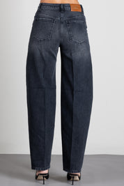 Elisabetta Franchi Jeans Balloon con Bottoni Gioiello Metallo Dorato PJ10D66E2 VINTAGE BLACK