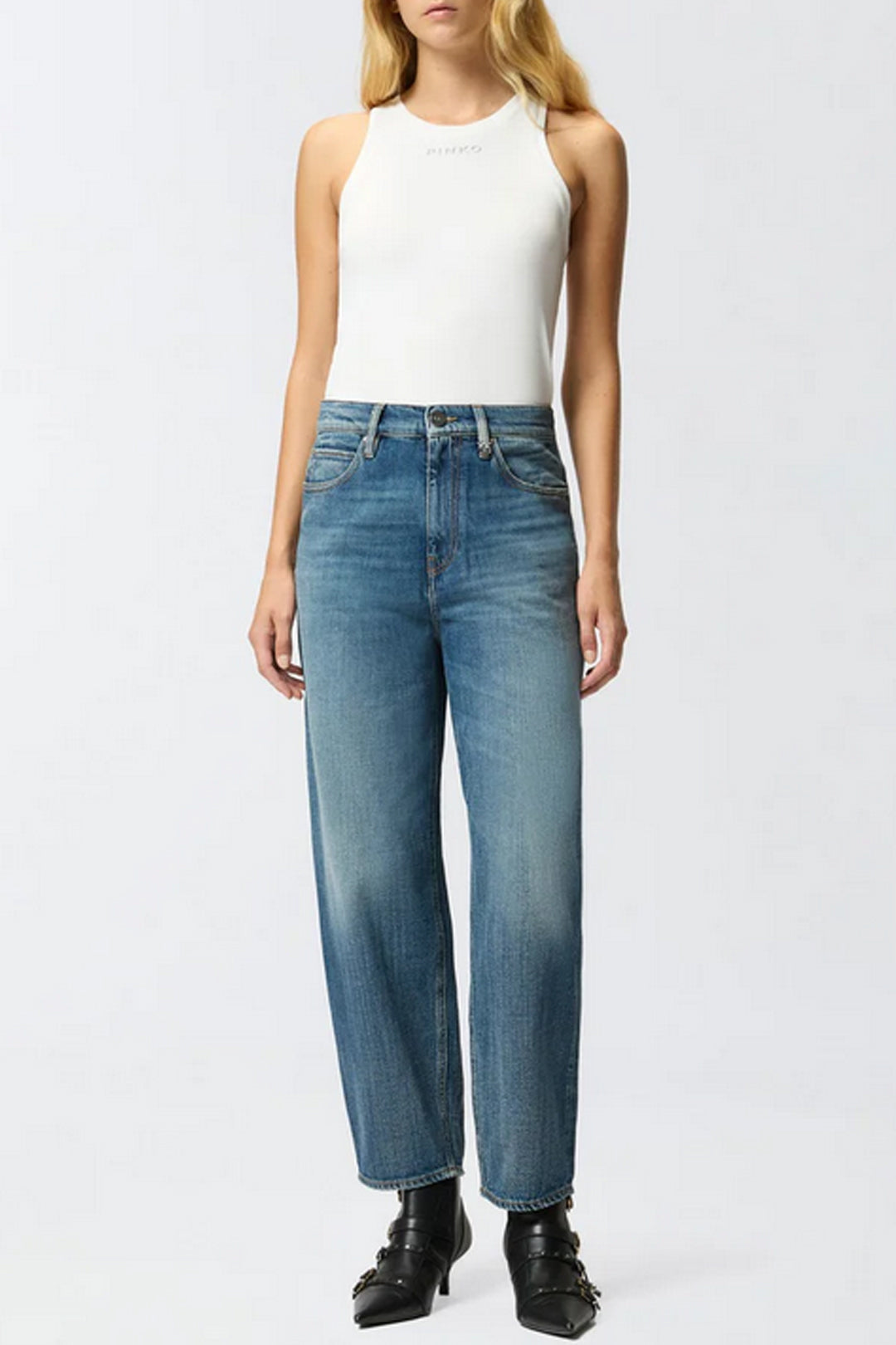 Pinko Jeans Balloon Fit a Cinque Tasche LAVAGGIO MEDIO SCURO