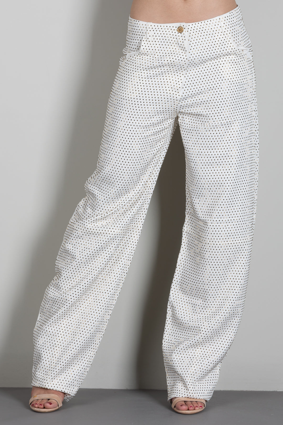 Elisabetta Franchi Jeans Balloon In Denim Full Strass PJ16D66E2 BURRO