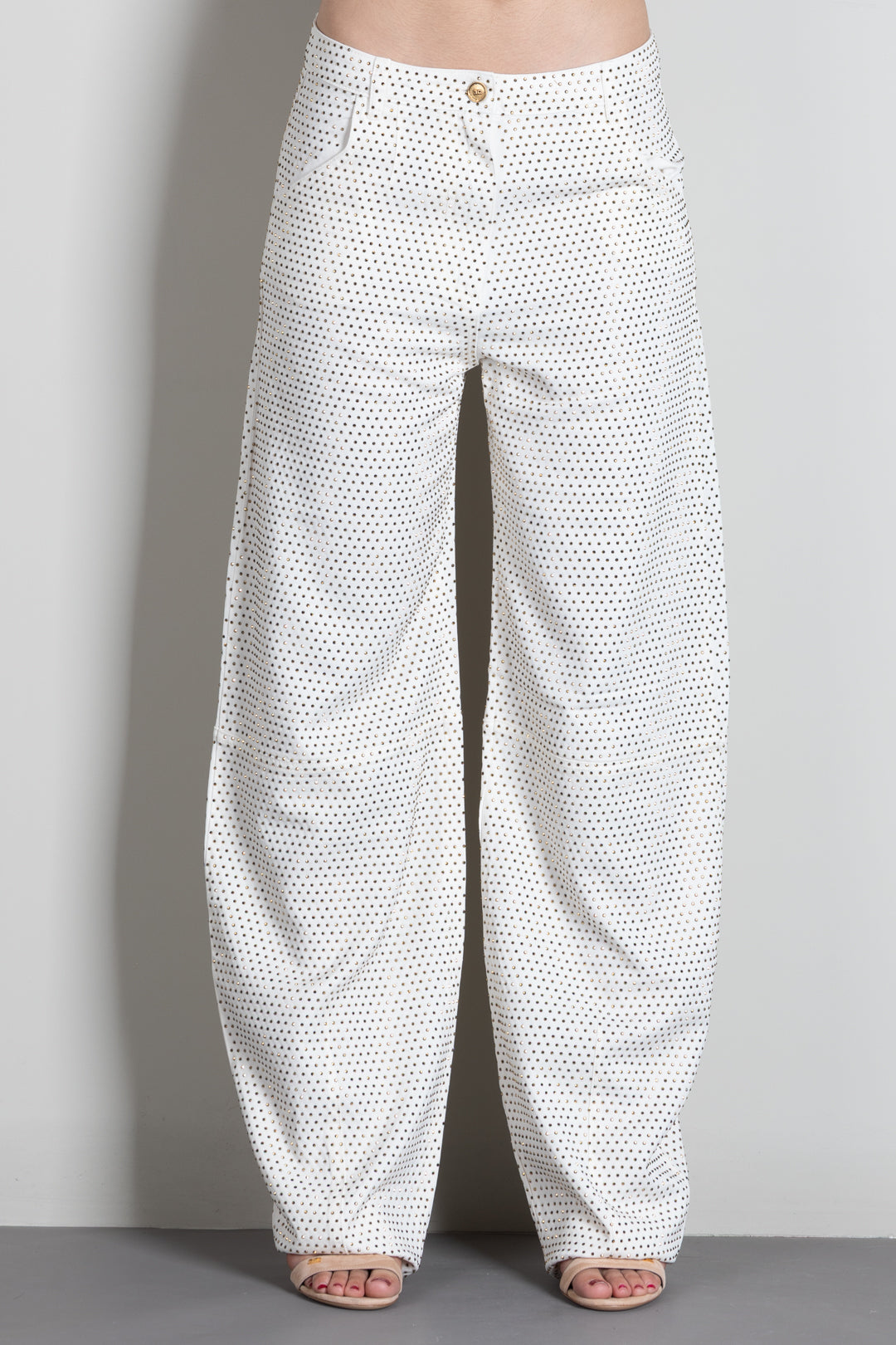 Elisabetta Franchi Jeans Balloon In Denim Full Strass PJ16D66E2 BURRO