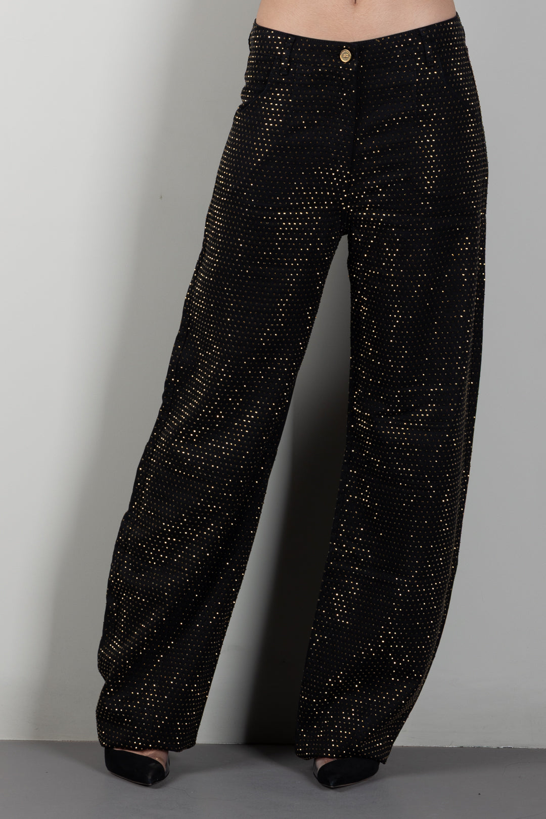 Elisabetta Franchi Jeans Balloon In Denim Full Strass PJ16D66E2 NERO