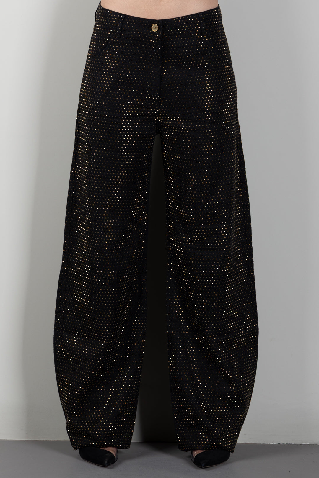 Elisabetta Franchi Jeans Balloon In Denim Full Strass PJ16D66E2 NERO