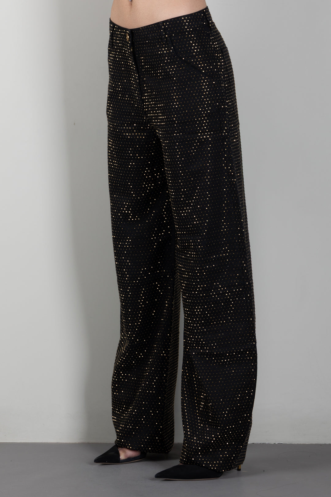 Elisabetta Franchi Jeans Balloon In Denim Full Strass PJ16D66E2 NERO