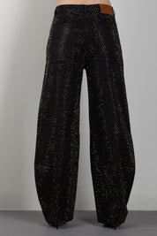 Elisabetta Franchi Jeans Balloon In Denim Full Strass PJ16D66E2 NERO