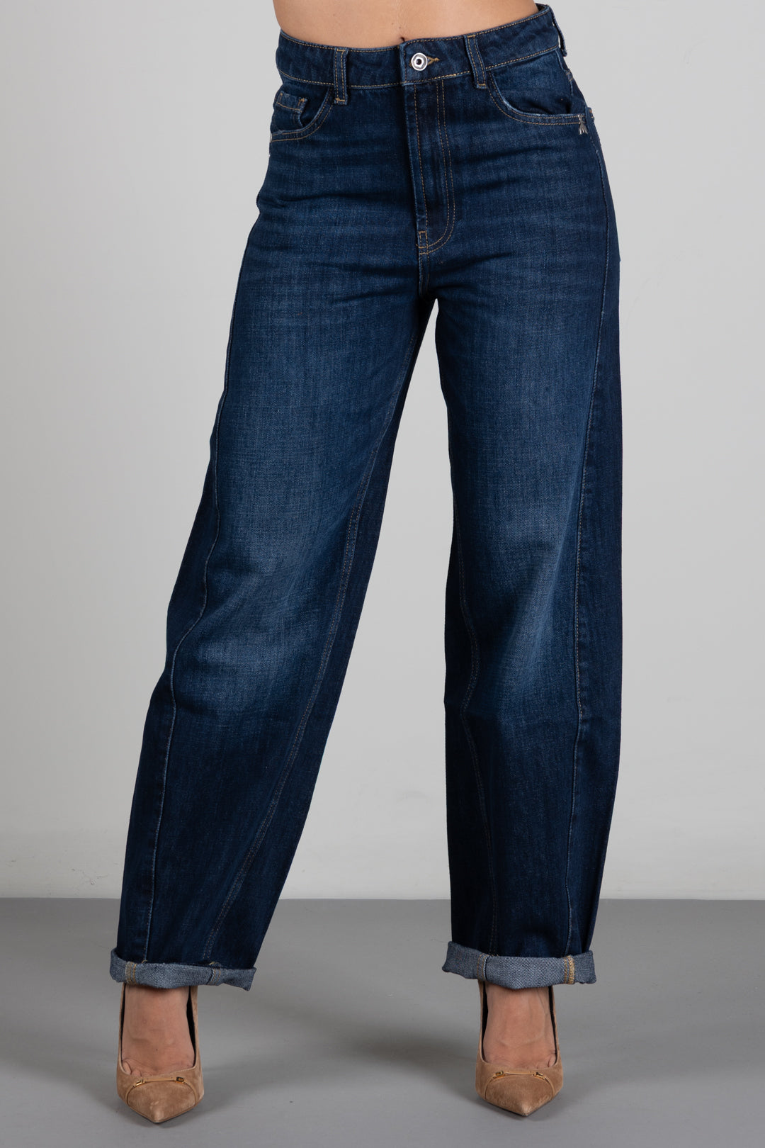 Patrizia Pepe Jeans Barrel In Denim Scuro 2P0037 D0042 WASHED DARK BLUE