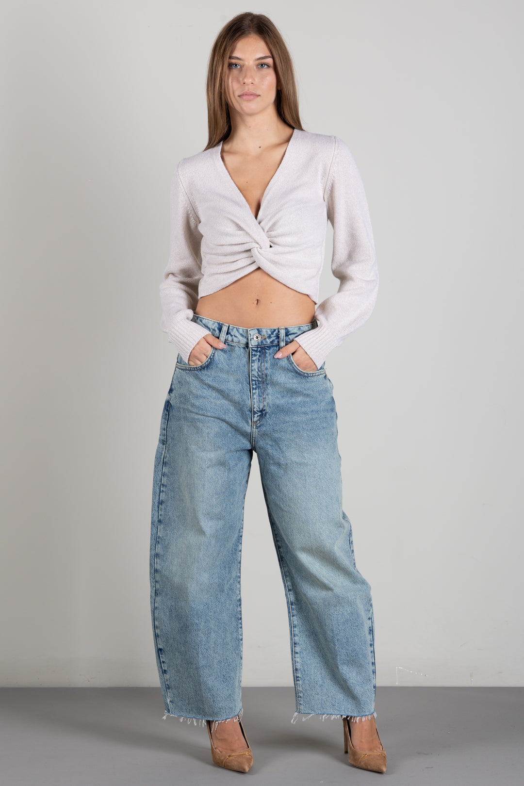 Patrizia Pepe Jeans Barrel In Denim Stone Wash 8P0349 D1WZB VINTAGE WASH