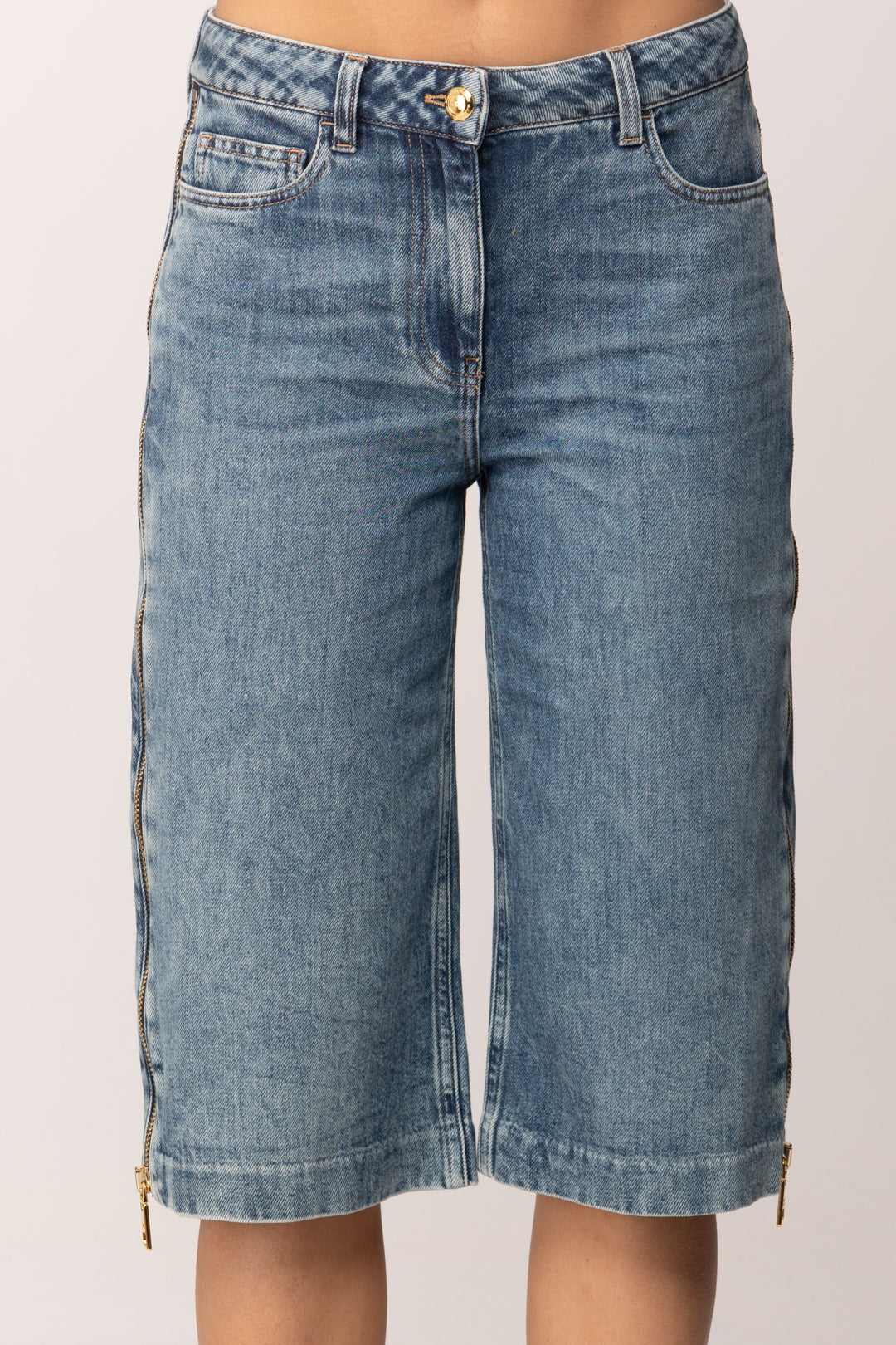 Elisabetta Franchi Jeans Bermuda con Zip PJ18I61E2 BLUE DENIM