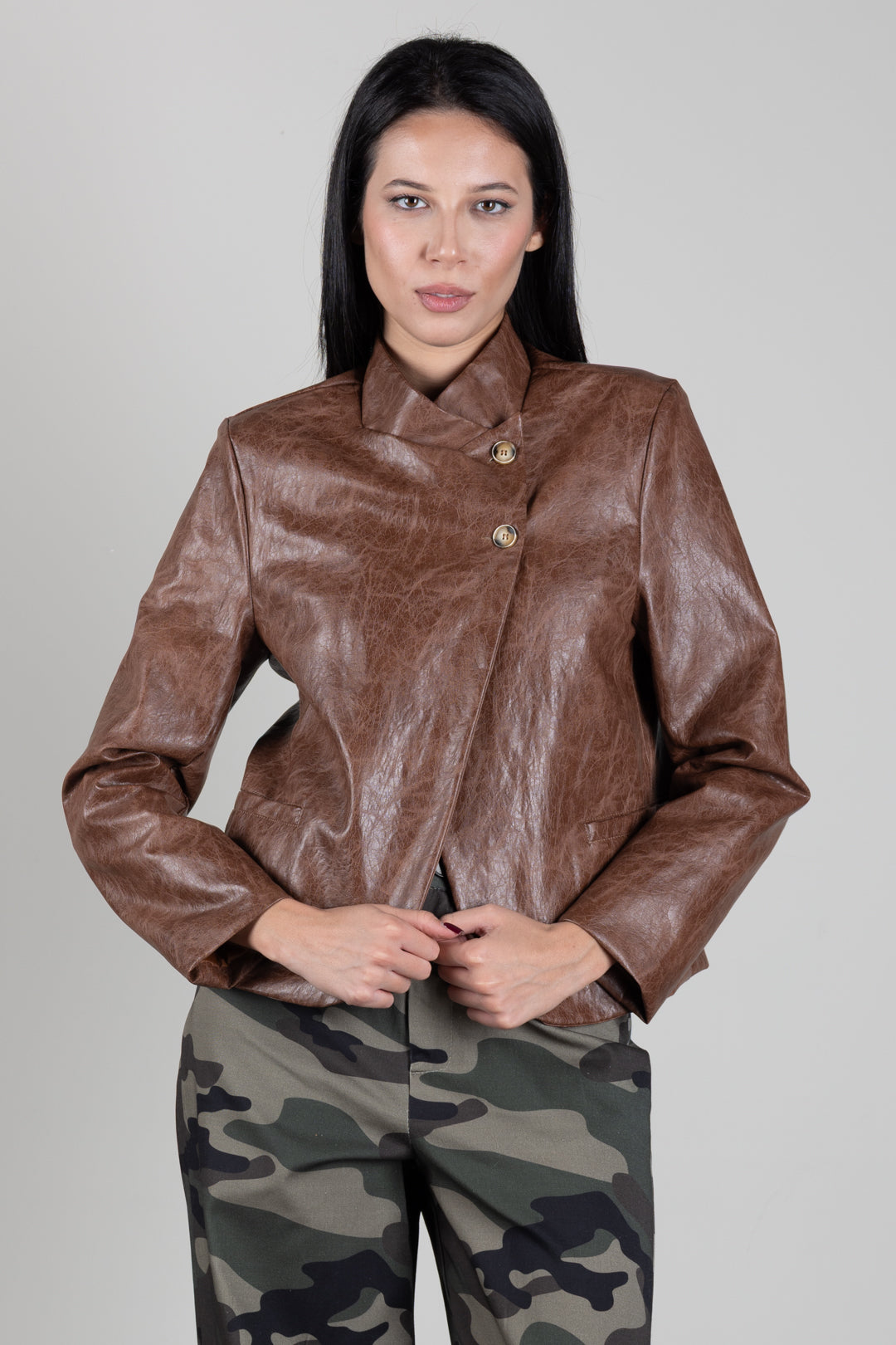 Vicolo Jeans Cargo Camouflage a Gamba Ampia TAC1070 MILITARE