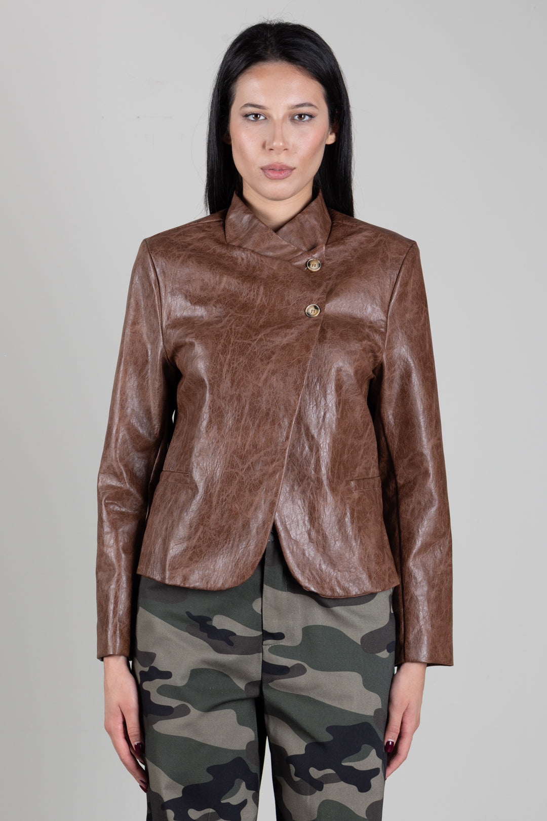 Vicolo Jeans Cargo Camouflage a Gamba Ampia TAC1070 MILITARE