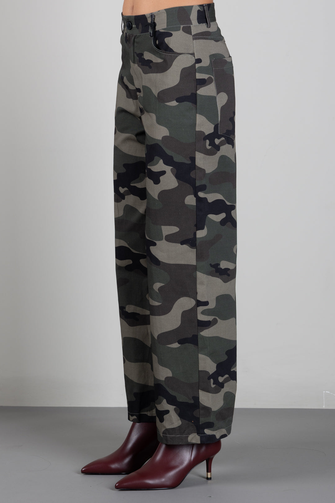Vicolo Jeans Cargo Camouflage a Gamba Ampia TAC1070 MILITARE