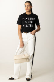 Elisabetta Franchi Jeans con Bande In Raso PJ13I56E2 AVORIO/NERO