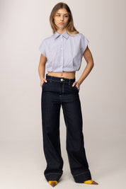 Elisabetta Franchi Bambina Jeans con Impunture a Contrasto e Logo Sul Retro EFPA3090DF011.4040